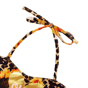 Vestido de tutú de malla amarilla suave de varias capas con estampado de girasoles y cuello halter para bebés y niñas pequeñas, lavable, ideal para sesiones de fotos y celebraciones de cumpleaños. - Product Image 4
