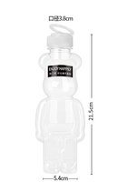 500ML Forme D'ours Transparent PET Lait Thé Boisson Froide Bouteille En Aluminium Bouchon Jetable c