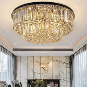 Salon chambre éclairage moderne cristal Led plafond lampes suspendues noir rond plafonniers - Product Image 4
