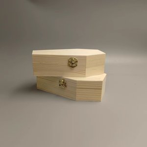 Pet Urn Flip Top Wooden Coffin <b>Box</b> Rectangle Pine Color Handmade Decorative Storage For Pet <b>Memorials</b> - Product Image 1