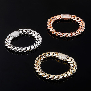 Homme Bracelets En <span class=keywords><strong>Argent</strong></span> or en laiton 18k plaqué or Cubain Lien Chaîne Bracelets Pour Hommes Femmes Bijoux En Gros Cadeau - Product Image 1