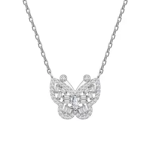 Kore 925 takı zirkonya kristal elmas kelebek Charm kolye kadınlar için