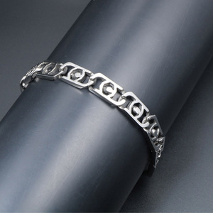 Pulsera de cadena de acero inoxidable de 21,5 cm con diseño de eslabones huecos, joyería de moda para hombres y mujeres CE063 - Product Image 4