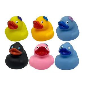 Bulk Mini Toy Animal Tub Swimming Float No Hole Mold Free Black Bath Toy Pink Plastic Ducky Baby Bathroom Toy Rubber Duck