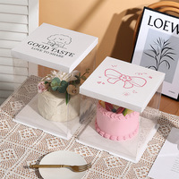 Boîtes à gâteaux imprimées sur le thème des anniversaires, boîtes d'emballage en plastique pour gâteaux à un ou deux étages, boîtes cadeaux pour pâtisseries et desserts