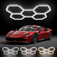 Lampes LED hexagonales en gros pour garage, plafonnier en nid d'abeille, 3 températures de couleur sélectionnables, conception modulaire, OEM pour projets de garage et d'entretien automobile