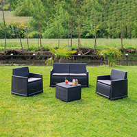 Ensemble de salon de jardin complet Progarden, fauteuils et table basse d'extérieur, finition effet rotin blanc, collection de canapés de jardin de qualité