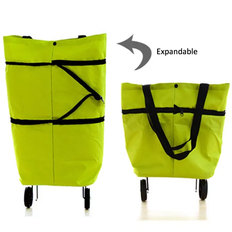 हल्के बंधनेवाला सुपरमार्केट शॉपिंग बैग ट्रॉलियों गाड़ी पुन: प्रयोज्य किराने Foldable शॉपिंग कार्ट पहियों के साथ