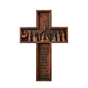 Croix en bois <span class=keywords><strong>de</strong></span> la Nativité avec verset biblique, croix murale chrétienne <span class=keywords><strong>de</strong></span> Noël représentant la naissance <span class=keywords><strong>de</strong></span> Jésus pour la décoration <span class=keywords><strong>de</strong></span> l'église et <span class=keywords><strong>de</strong></span> la maison - Product Image 1