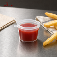 Gobelets à sauce jetables en plastique transparent de 1 oz avec couvercles, contenants pour condiments alimentaires et sauces salade, vente en gros