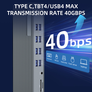 Purplelec <span class=keywords><strong>Thunderbolt</strong></span> 4 40Gbps Loại C Docking Station Với USB 4 <span class=keywords><strong>Hub</strong></span> 20 Trong 1 85W Pd HDMI 4K 60Hz USB A3.2 Gen2 TF SD RJ45 2.5G - Product Image 2