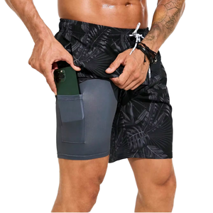 Shorts de sport d'été pour hommes en polyester/coton, élastiques, respirants et à séchage rapide, style urbain - Product Image 1