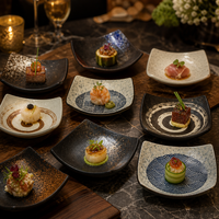 Ensemble de plats à sauce soja en céramique japonaise, motifs ondulés assortis, bols à tremper faits à la main pour les bars à sushi, les restaurants et la salle à manger à domicile