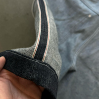 Jean en denim brut vintage 15 oz pour homme, taille mi-haute, non lavé, coupe ample, noir, avec broderie personnalisée et selvedge