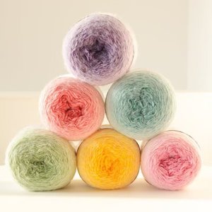 Fil à tricoter Lanfei en laine mélangée teinte arc-en-ciel, 80% acrylique, 20% nylon, 200g/rouleau, pour artisanat, tricot manuel, résistant, durable, recyclable - Product Image 4