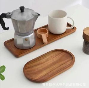 עץ acia ידידותי לסביבה ינס מגש חטיף להגדיר יד חרוט צלחת עץ מוצק עבור בית מלון בית קפה צלחת הגשה - Product Image 2