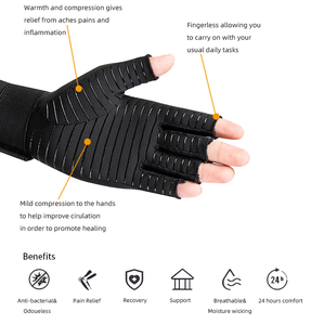 Guanti Terapeutici in Rame a Compressione Completa, in Nylon e Spandex, Durevoli, Antiscivolo, Traspiranti, per Uomo e Donna, per Alleviare l'Artrite - Product Image 3