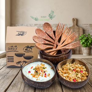 Bol en bois écologique en gros avec cuillère, logo de marque gravé au laser, design champêtre pour cadeaux - Bois de haute qualité - Product Image 1