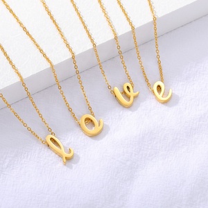 Nuevo collar de letras minúsculas <span class=keywords><strong>con</strong></span> colgante de letras de collar de acero inoxidable hueco para mujer - Product Image 6