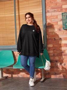 Top vente femmes Tartan frange détail goutte épaule sweats surdimensionné palangre pull col rond sweat nouvelle mode - Product Image 5