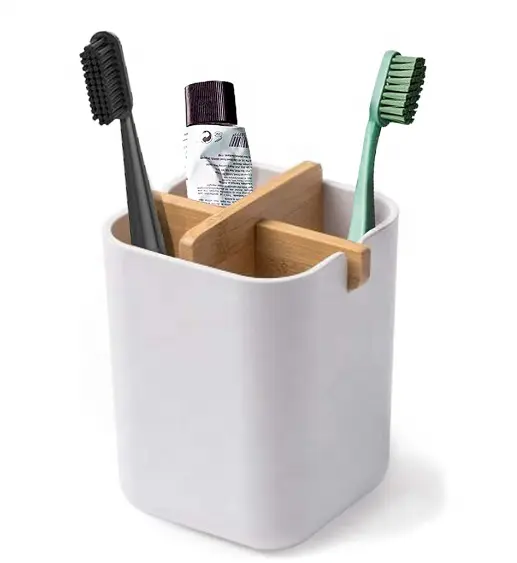 Vendita calda eco-friendly Bamboo Individual bagno Storage Organizer Box porta dentifricio supporti per spazzolino da denti
