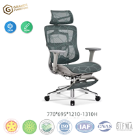 Chaise de bureau de direction au design moderne Grands Furniture, entièrement en maille, repose-pieds réglable, pivotante, ergonomique, pieds en aluminium
