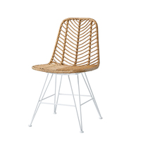 Chaise en bois salle à manger pieds en métal style français et canapé chaises d'intérieur design en rotin