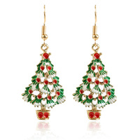 Parure de bijoux tendance pour les fêtes de Noël, collier et boucles d'oreilles en alliage motif sapin de Noël, cadeau idéal pour femme, décoration de fête