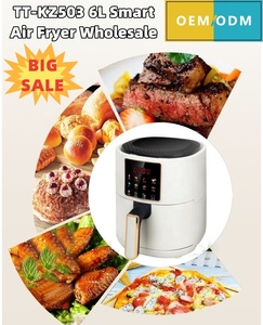 Freidora de aire multifunción para Pizza, freidora de aire eléctrica doméstica, <span class=keywords><strong>horno</strong></span> cuadrado, freidora de aire digital con pantalla táctil de 6L - Product Image 2