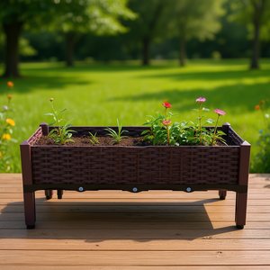 Bac à légumes surélevé Db, 2 pièces, en plastique, 14,5 pouces de hauteur avec pieds, pour la culture de légumes, fruits, fleurs et herbes en intérieur et en extérieur - Product Image 2