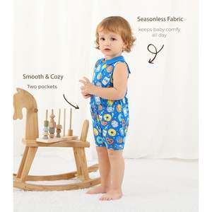 Tutina Estiva Personalizzata per Neonati Maschi, Senza Maniche, con Chiusura a Bottoni, in Viscosa di Bambù, 3-24 Mesi - Product Image 4