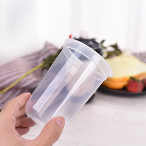 Tái Chế Nhựa Cứng Dày U Shape Cup 8Oz 12Oz 16Oz Trà Bong Bóng PP U Shape Cup Với Nắp Đậy - Product Image 2