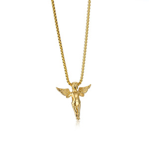 Di fabbrica su ordine all'ingrosso 316L in acciaio inox oro argento dei monili del bambino di angelo del pendente - Product Image 4