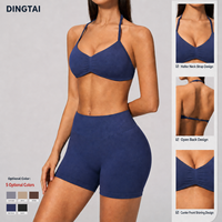 Ensemble de yoga sans couture Dingtai pour femme, soutien-gorge de sport dos nu, short taille haute respirant, grande taille, séchage rapide, polyamide élasthanne GCC