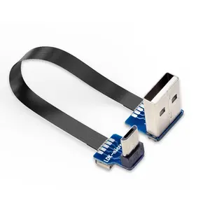 وصلة AM USB2.0 إلى وصلة USB مايكرو ذكر وصلة قابلة للثني مسطحة للغاية ورقيقة للغاية ومنفوشة من ناحية اليمين وصلة USB مايكرو مرنة بشريط FPC لكابل PCB من A2 إلى R2