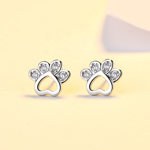 Argent sterling 925 bijoux goujon chat chien patte impression boucles d'oreilles mignon chat ours patte motif femme boucles d'oreilles - Product Image 2