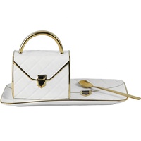 Ensemble de tasses et sous-tasses de café en céramique, avec dessin rouge, dessin doré, soucoupes créatifs en forme de sac, cadeau d'affaires