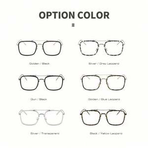 Gafas de Computadora con Marco Metálico y Doble Puente Cuadrado, Anti Luz Azul, Moda 2022, para Mujer - Product Image 6