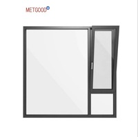 Ventana abatible moderna de dos vías abierta, nuevo diseño de ventanas de impacto de aluminio, rotura térmica para aplicaciones de baño y Villa