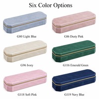 Achteckige Schmuckbox aus Samt mit Fächern für Halsketten, Ringe und Ohrringe in 3 Farben: Blau, Grün, Silber - Geschenkset