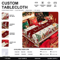 Nappe de Noël en polyester imperméable imprimée, carrée, motif Père Noël, bonhomme de neige, flocon de neige, sapin de Noël pour la décoration des fêtes