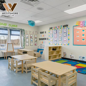 Montessori mầm non đồ nội thất đặt bàn gỗ và ghế cho lớp mẫu giáo có thể điều chỉnh <span class=keywords><strong>Stackable</strong></span> môi trường học tập - Product Image 1