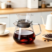 Ensemble de service à café en verre pour infusion, avec filtre à café, pot à café gradué, logo personnalisé disponible