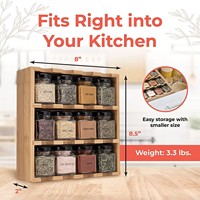 Porte-épices en bambou Inspirations avec boîte de rangement pour épices en bois et 16 cubes pour tiroir de cuisine