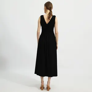 2024 New Summer V Neck Sleeveless Loose Casual Dresses Women's Clothing Dress For Formal Occasion