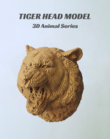 Décoration murale en carton ondulé 3D en forme de tête de tigre, modèle de puzzle DIY, non peint, à assembler, artisanat éducatif