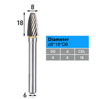 Fraise en carbure de tungstène de haute précision, cylindrique, formes A, B, G, F, L, avec queue de 1/2'' pour l'ébavurage