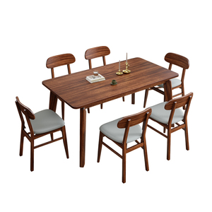 Bộ bàn ăn gỗ nguyên khối 6 chỗ ngồi với ghế bọc nệm, kiểu hiện đại, dùng cho nhà bếp gia đình - Product Image 2