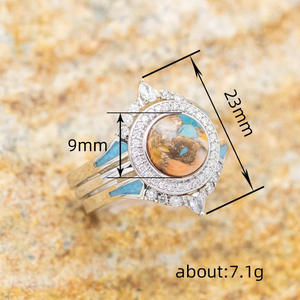 Anello Cocktail Q979 in Oro Massiccio 18K con Pietra Naturale e Diamanti Taglio Brillante Rotondo, Anello di Fidanzamento Raffinato per Donna - Product Image 4