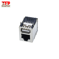 Conector Mini USB Hembra de 6 Pines 1000 Base TX con LED para Aplicaciones de Datos y Energía